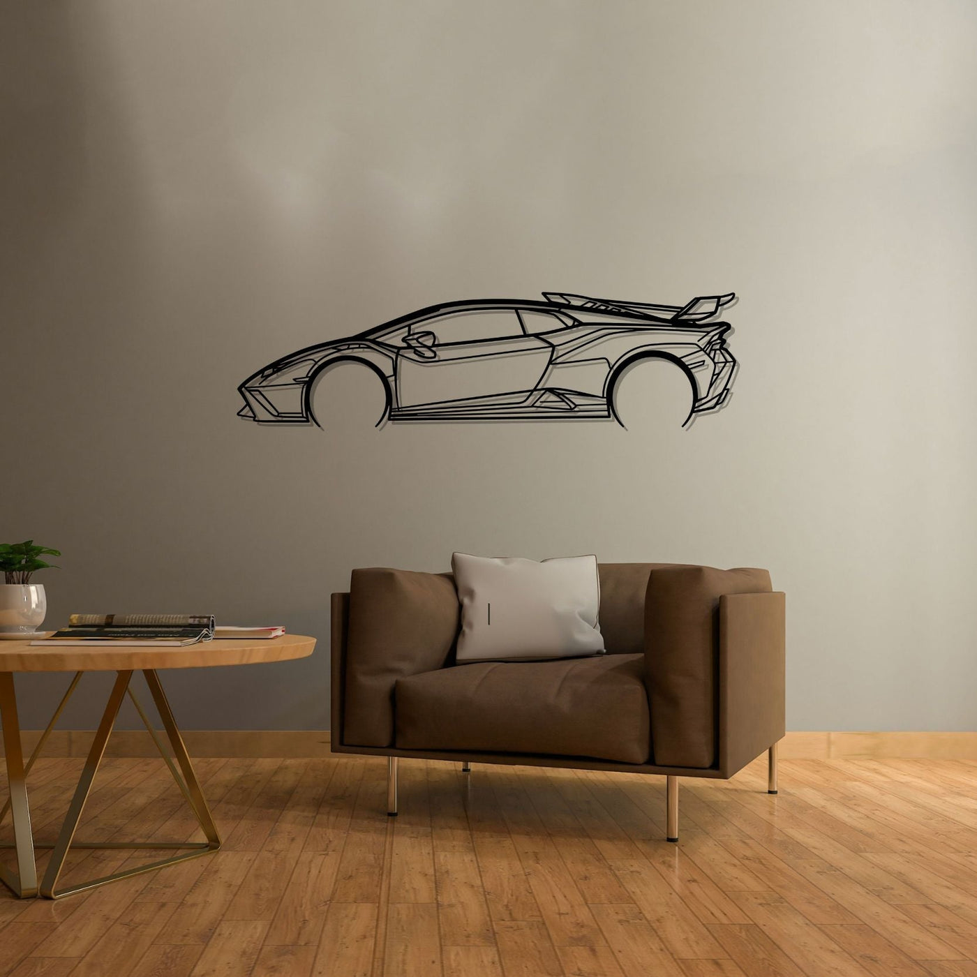 Huracan STO Detailed Silhouette Metal Wall Art