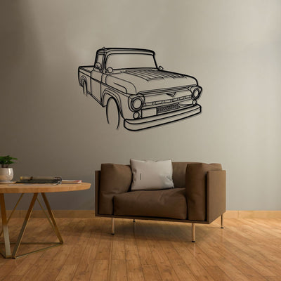 F100 1955 Angle Silhouette Metal Wall Art