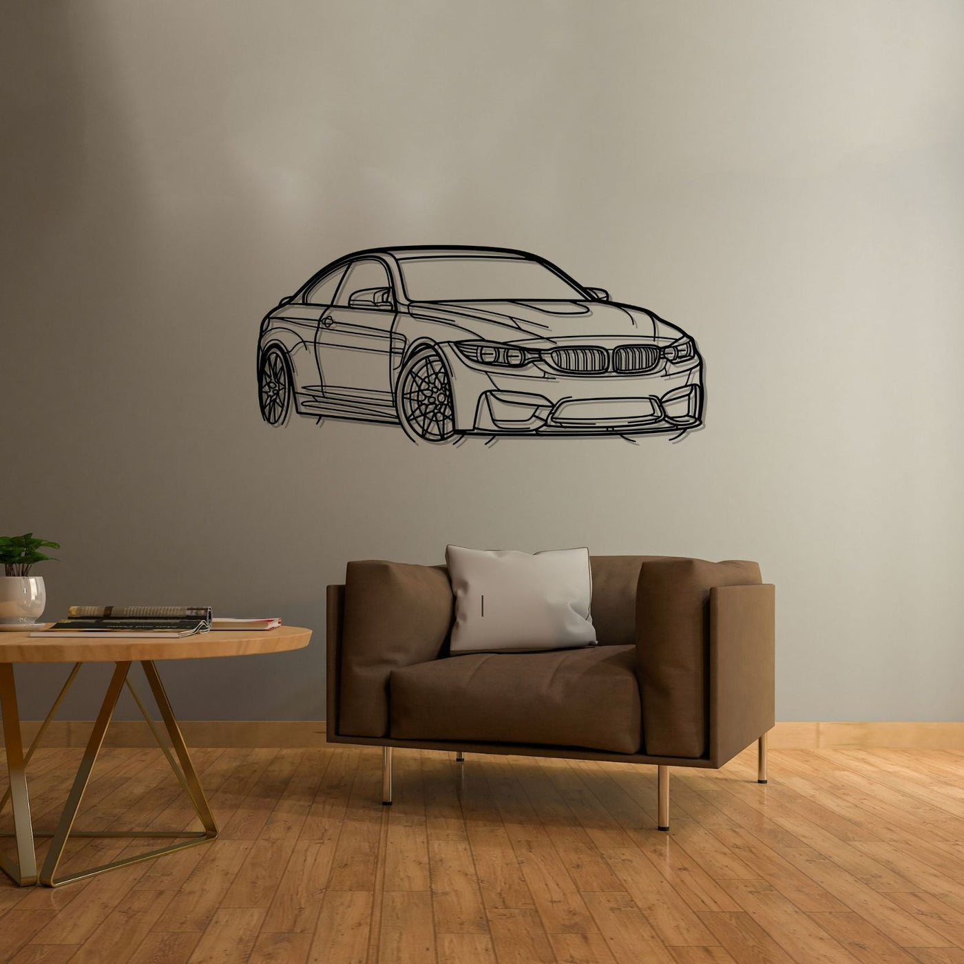 M4 F82 Front Angle Silhouette Metal Wall Art