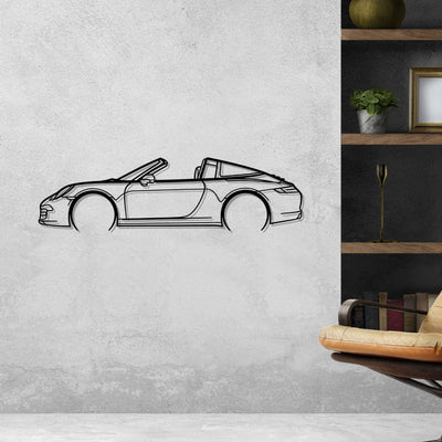 911 Targa model 991 Detailed Silhouette Metal Wall Art