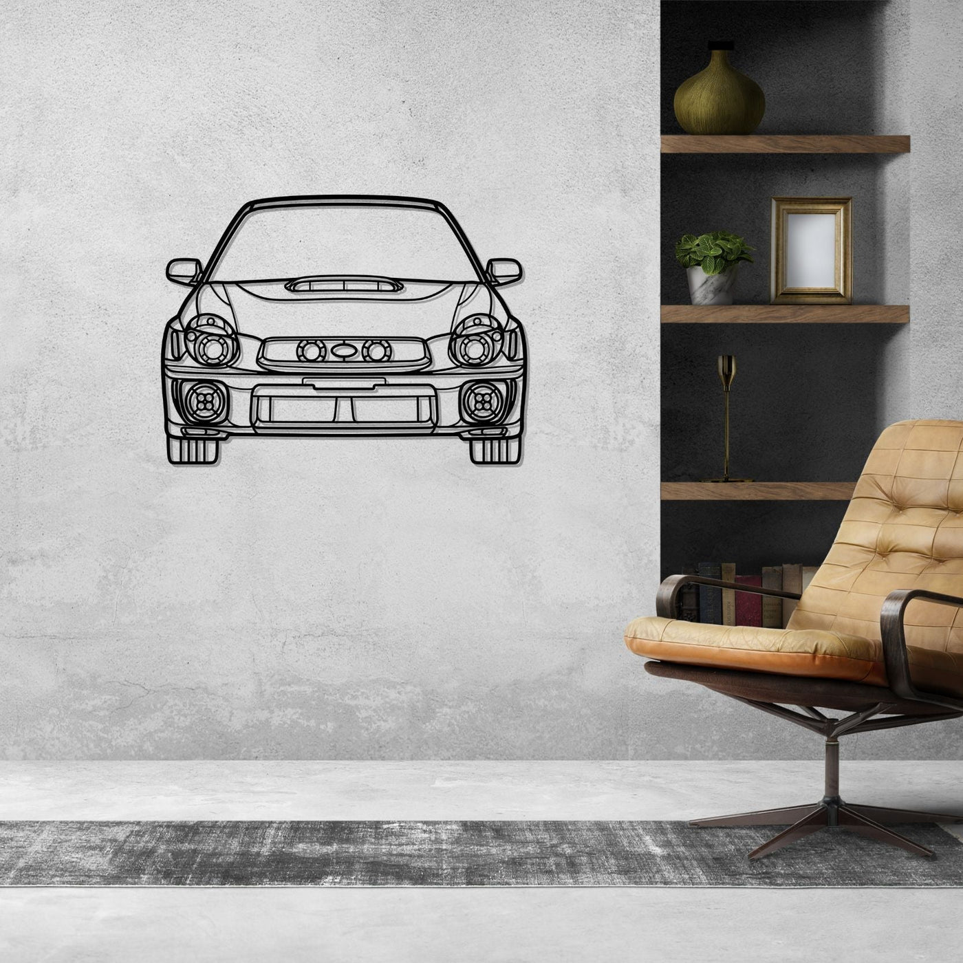 WRX 2002 Front  Silhouette Metal Wall Art