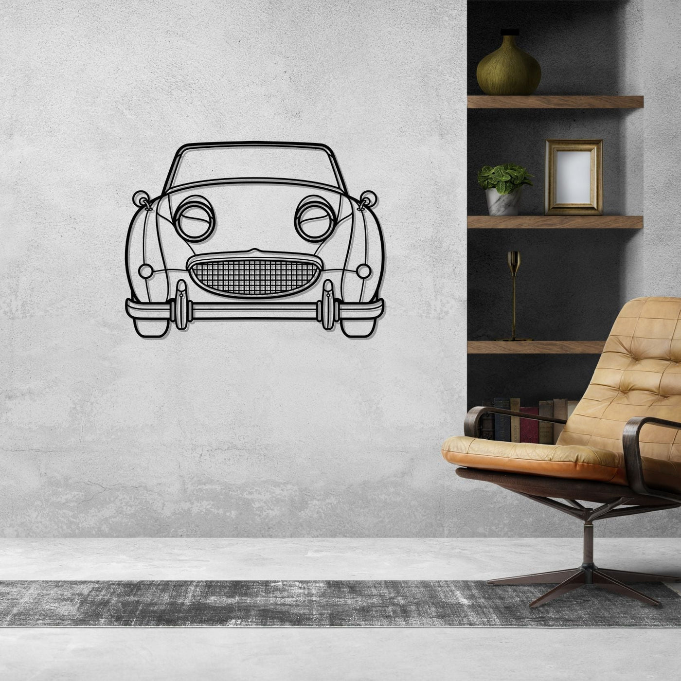 Healey Sprite Bug Eye 1960 Front  Silhouette Metal Wall Art