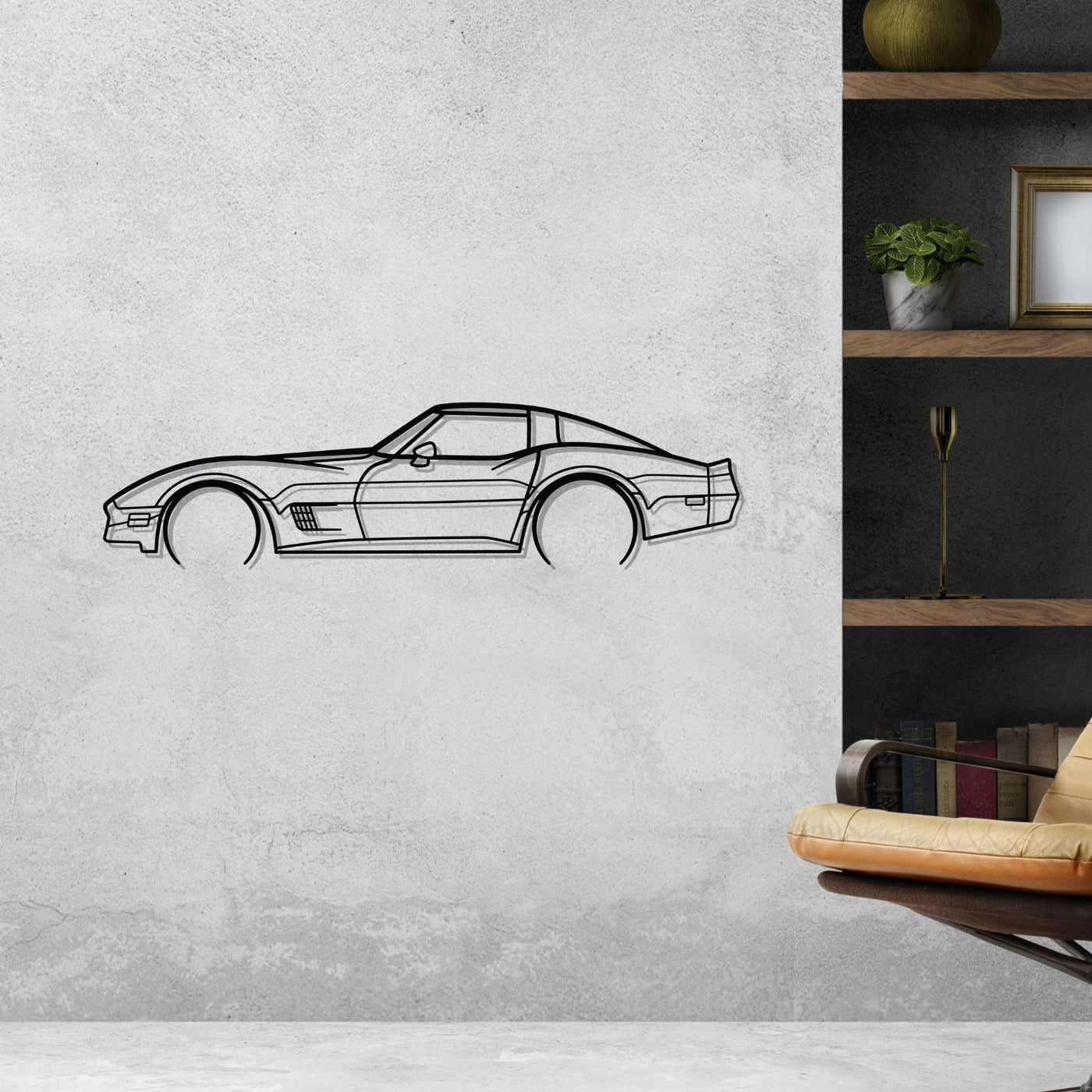 Corvette 1982 Detailed Silhouette Metal Wall Art