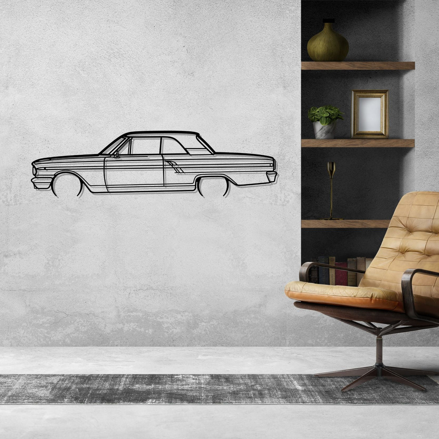 Fairlane Coupe 1964 Detailed Silhouette Metal Wall Art