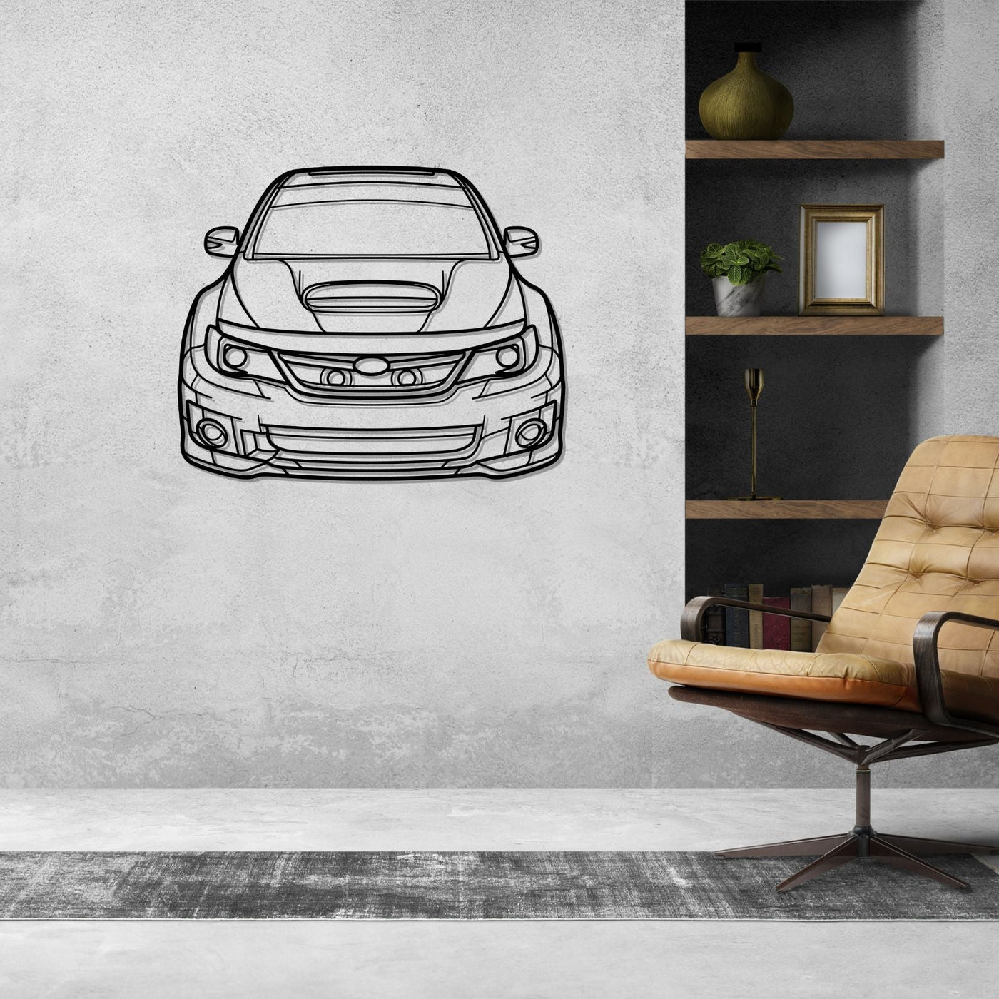 WRX STI 2012 Front  Silhouette Metal Wall Art