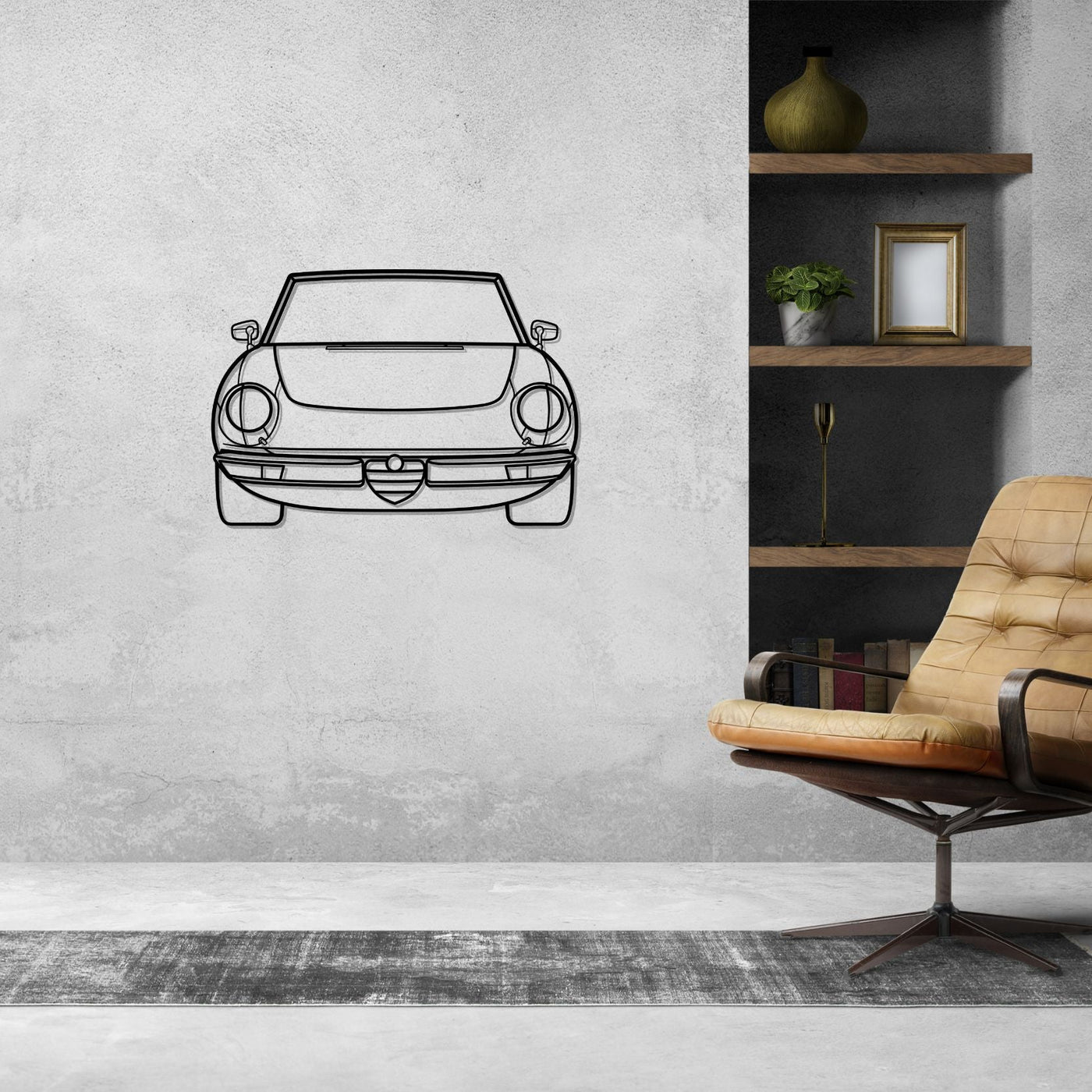 Alfa Spider Front Silhouette Metal Wall Art