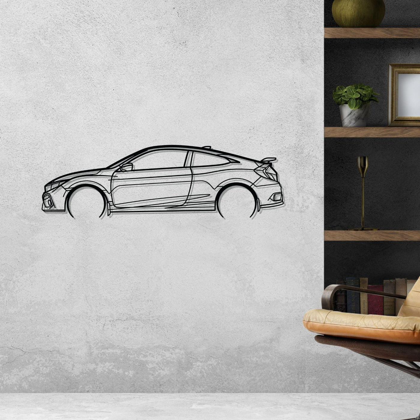 Civic Si Coupe Detailed Silhouette Metal Wall Art