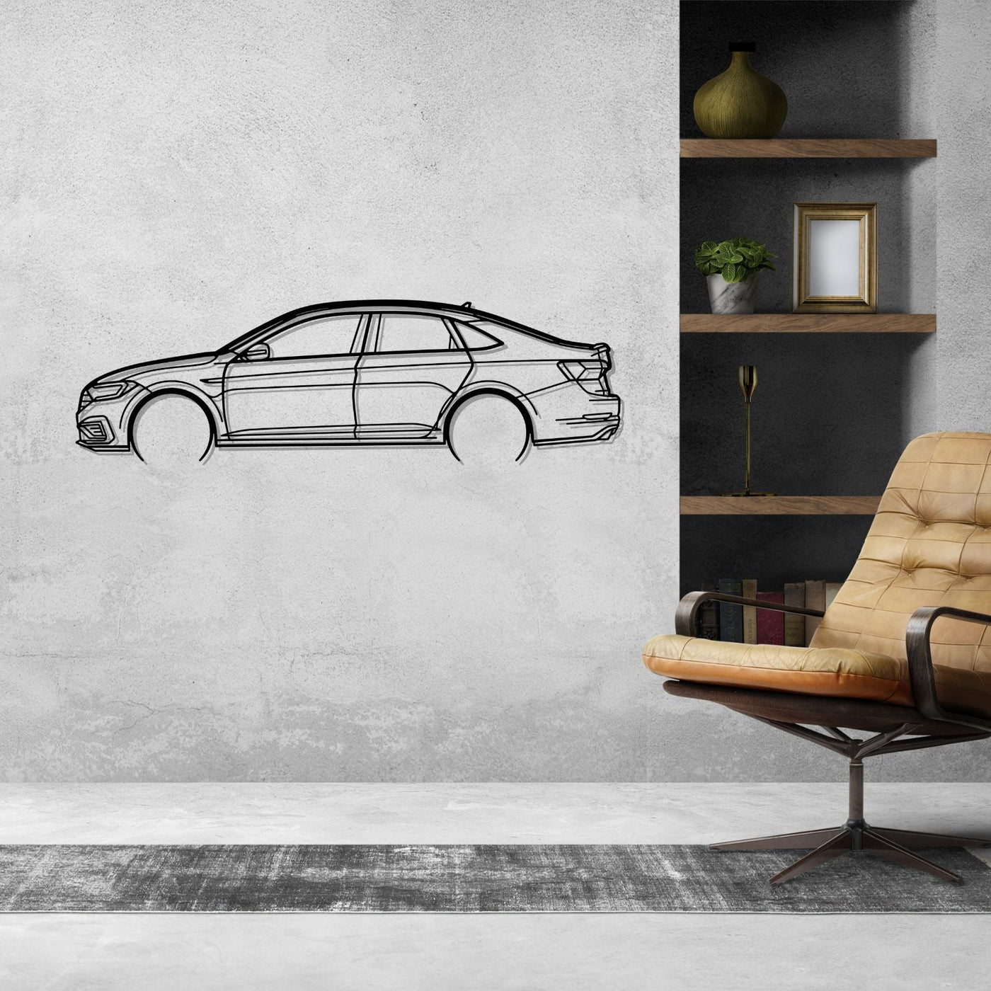 Jetta GLI 2020 Detailed Silhouette Metal Wall Art