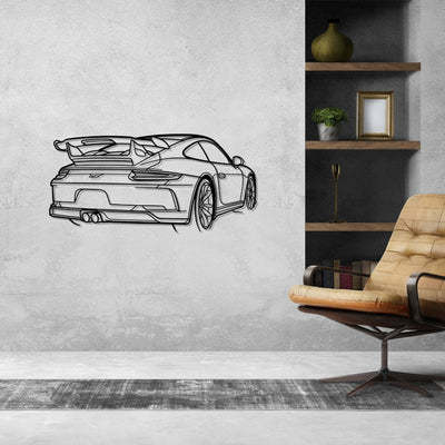 911 GT3 model 991 Back Angle Silhouette Metal Wall Art