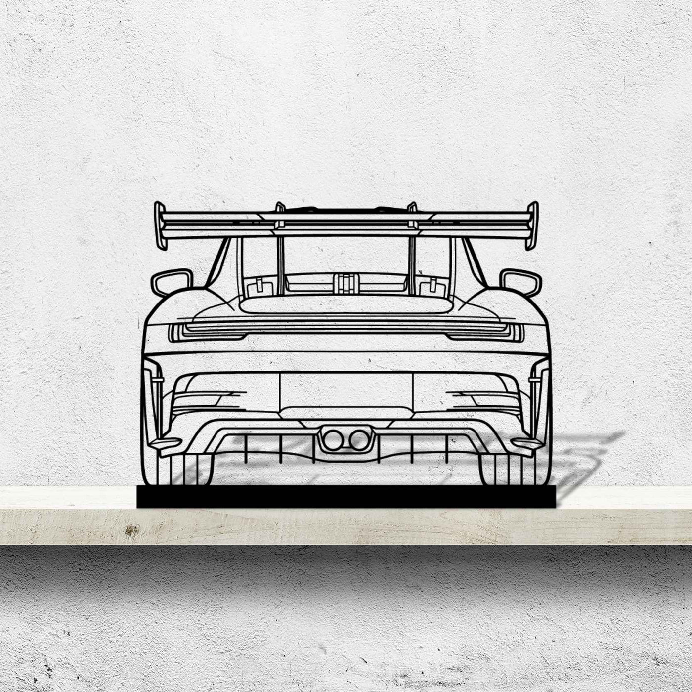 911 GT3 RS Model 992 Back Silhouette Metal Art Stand