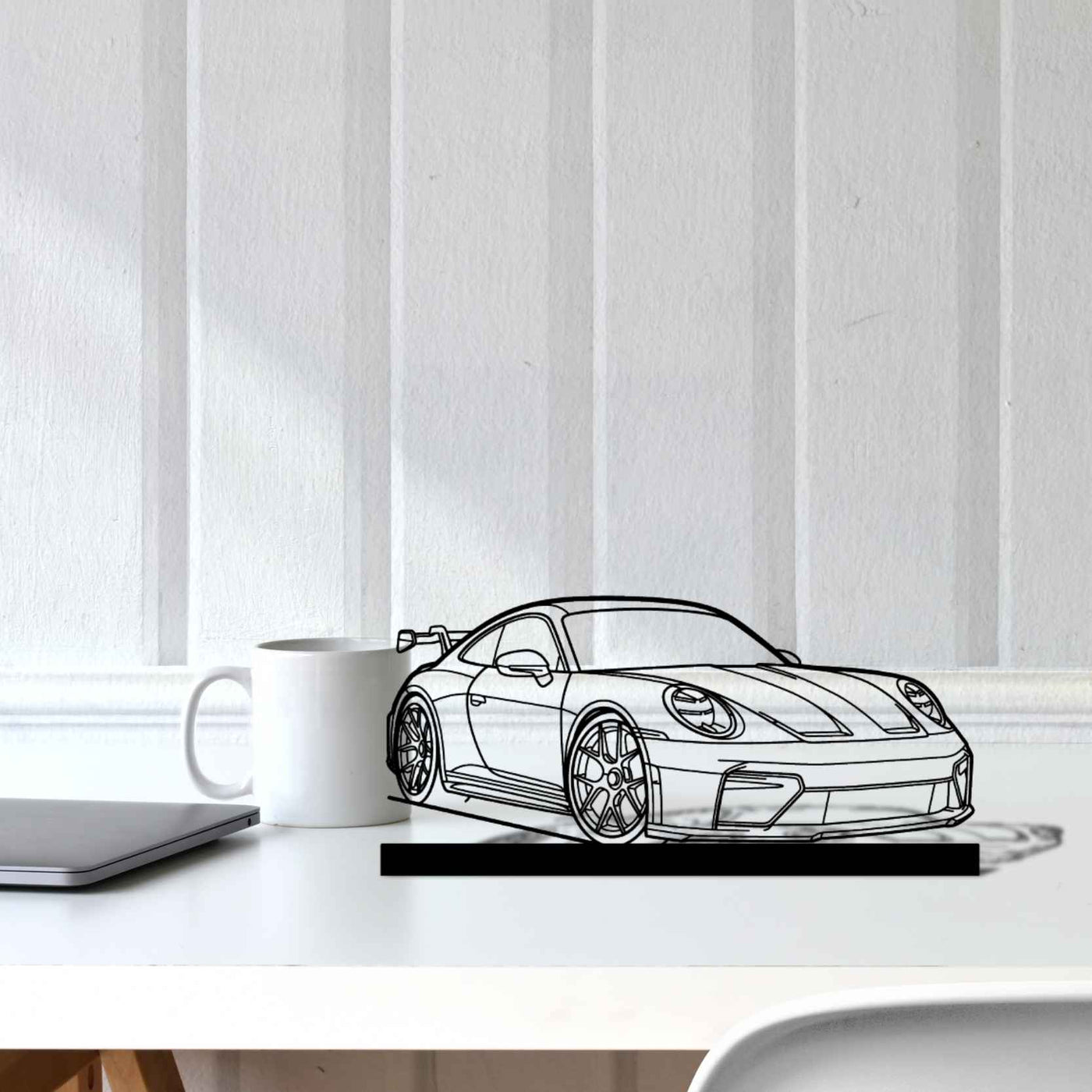 911 GT3 Model 992.2 Front Angle Silhouette Metal Art Stand