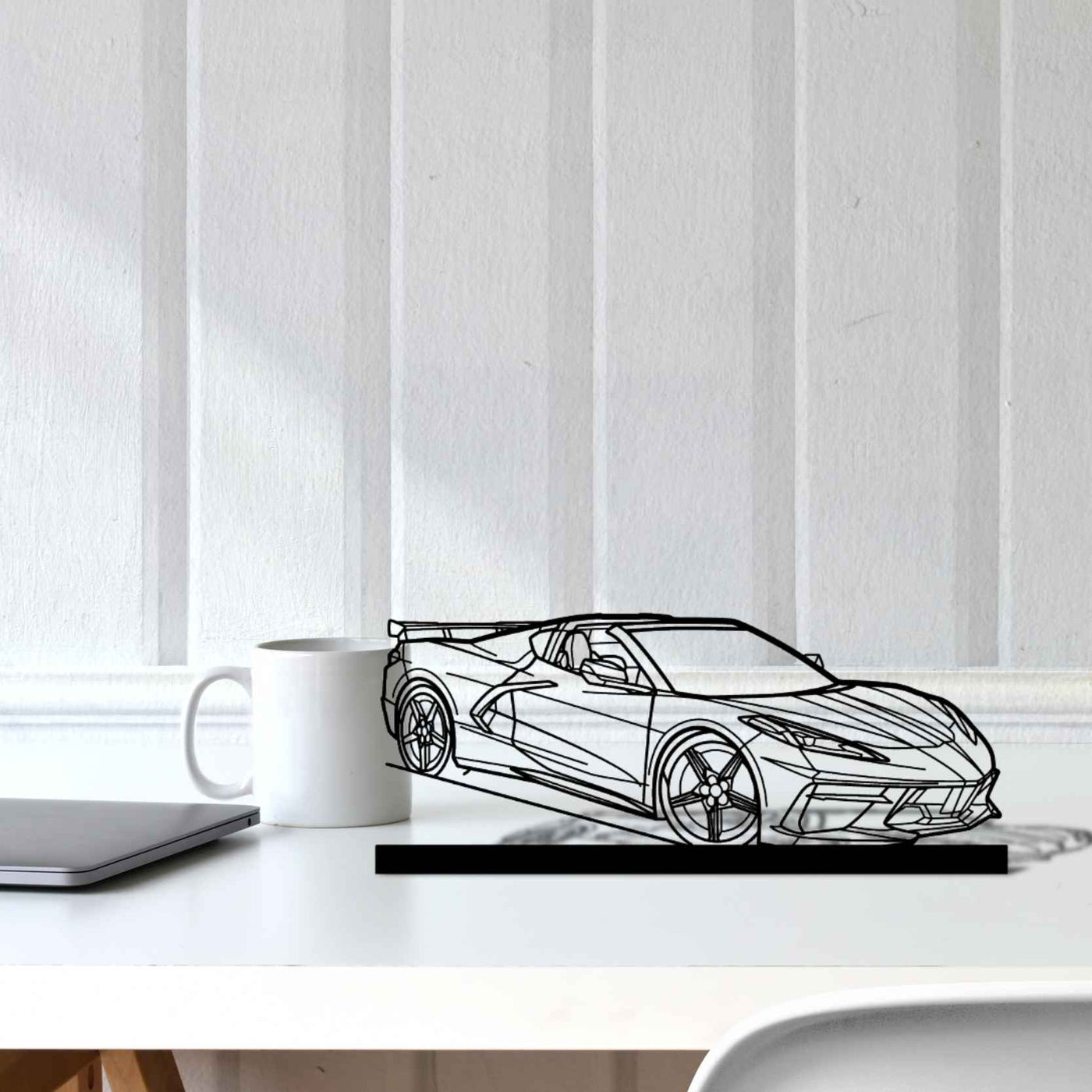 Corvette C8 HTC Angle Silhouette Metal Art Stand