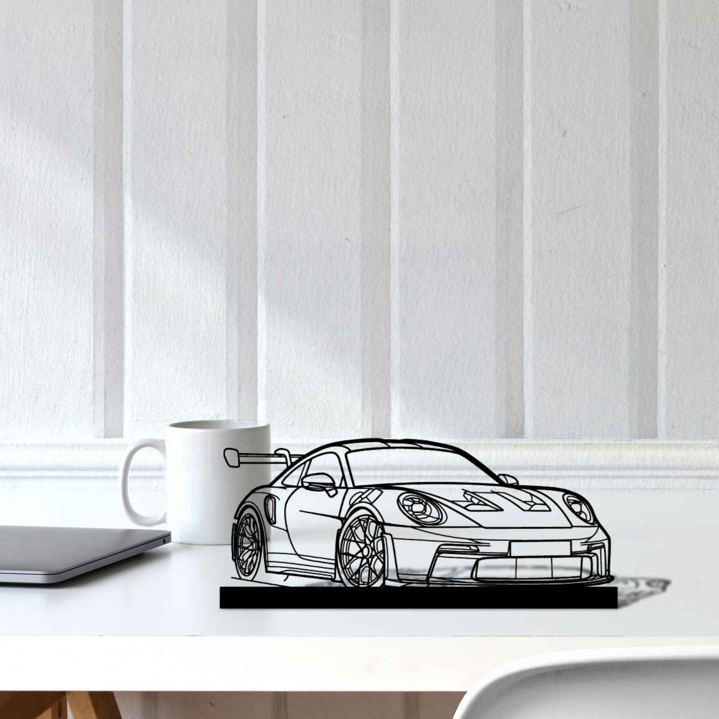 911 GT3 RS Model 992 Angle Silhouette Metal Art Stand