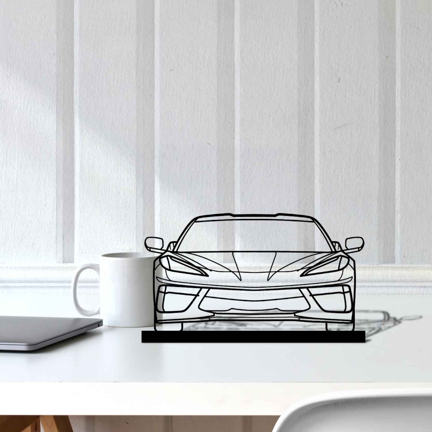 Corvette C8 Front Silhouette Metal Art Stand