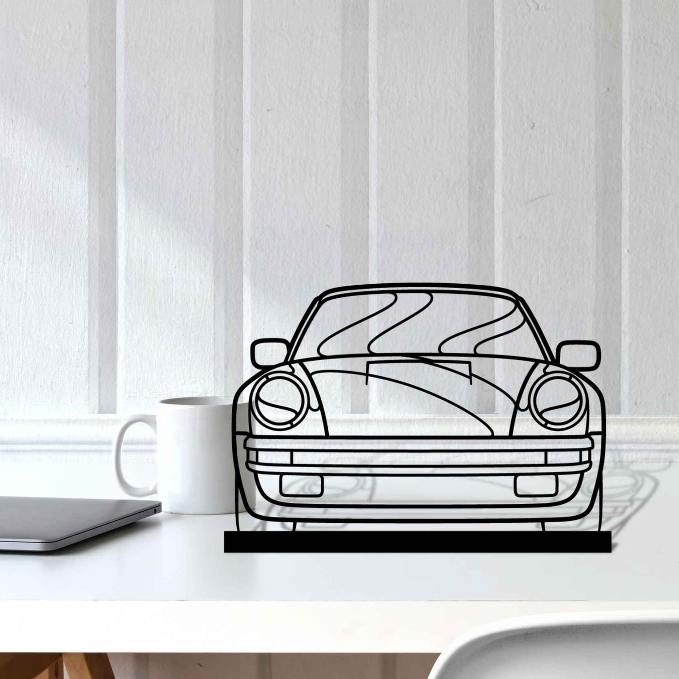 911 Turbo Model 930 Front Silhouette Metal Art Stand